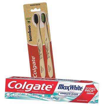 Imagen de Combo Cepillo Colgate Bamboo X 2 + Crema Dental Max White