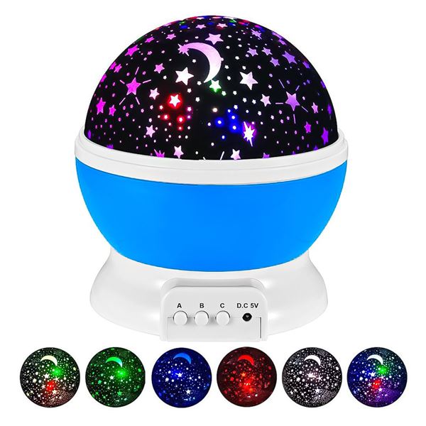 Imagen de Lámpara Veladora Esfera Giratoria Proyector De Estrellas Y Luna Luz Led