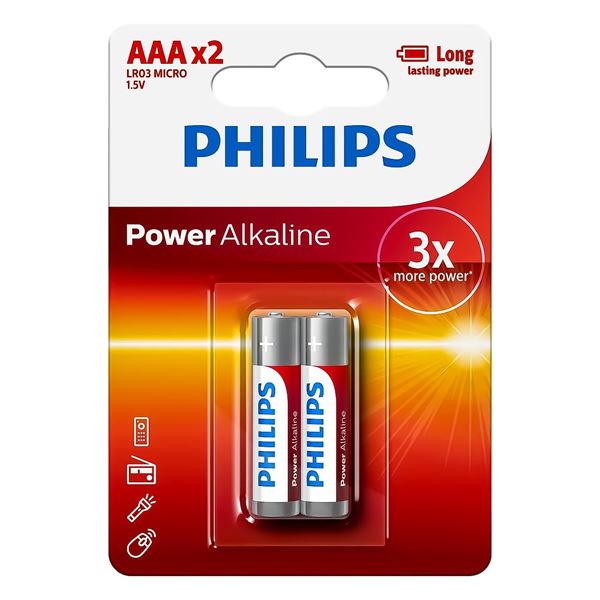 Imagen de Pilas AAA Philips Alcalinas (2 Uni) = 1 Blíster
