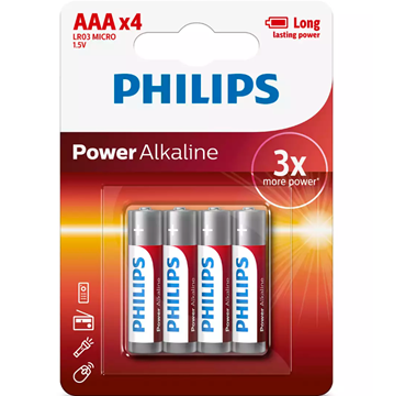 Imagen de Pilas AAA Philips Alcalinas (4 Uni) = 1 Blíster
