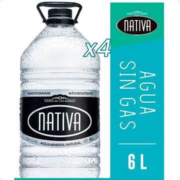Imagen de Agua Mineral Nativa Sin Gas Bidón 6 Lts X4 Unidades