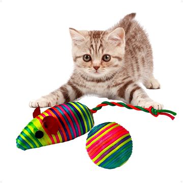 Imagen de Juguete Para Mascota Ratón Colorido Con Pelota