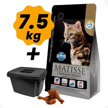 Imagen de Alimento Matisse Gato Castrado Pollo 7.5 Kg + Recipiente