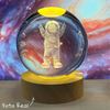 Imagen de Lampara Bola Cristal Led Veladora Con Base Madera Astronauta