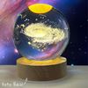 Imagen de Lampara Bola Cristal Led Veladora Con Base Madera Vía Láctea