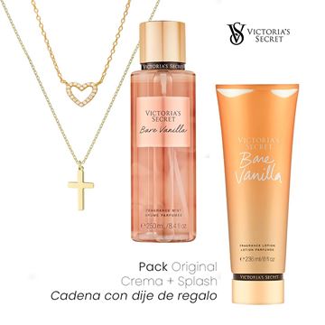 Imagen de Crema Victorias Secret Bare Vanilla + Splash Originales + Cadena a elección